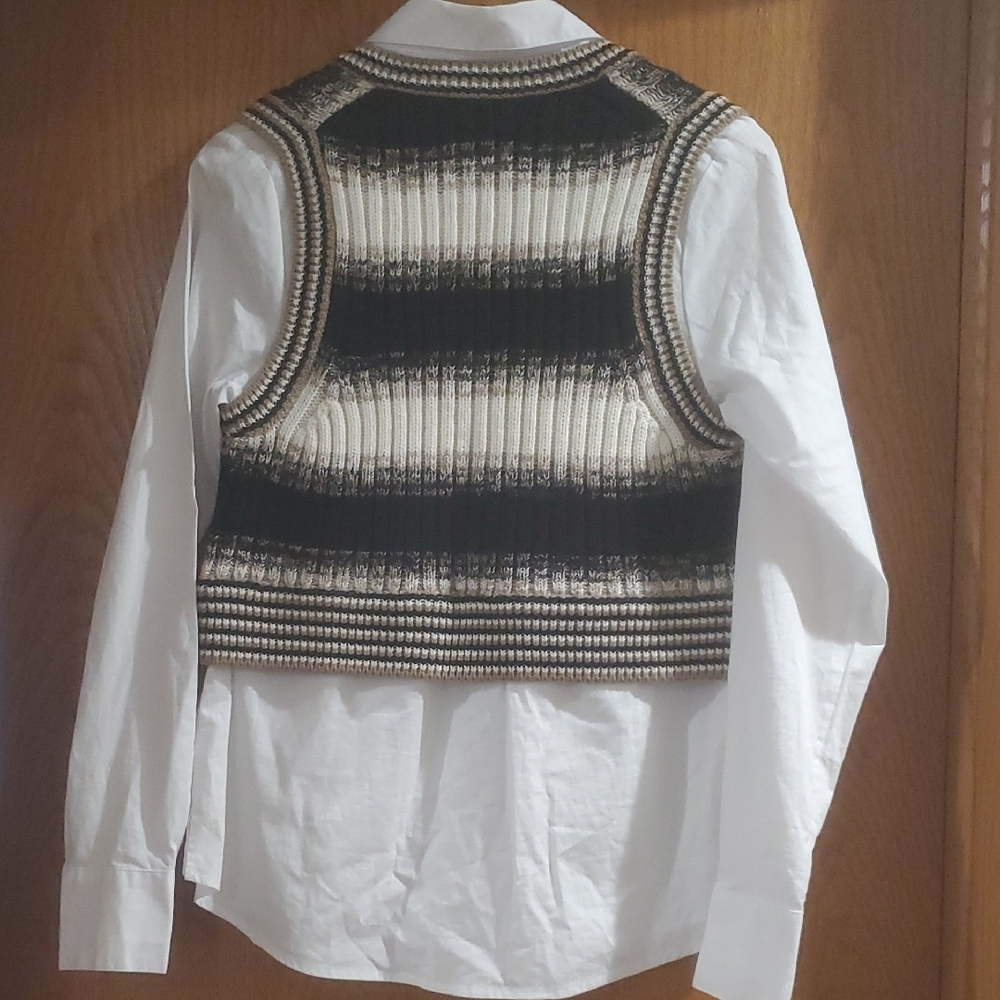 Veronica Beard Spear Mixed-Media  Vest  And Shirt  NWOT - Picture 5 of 16
